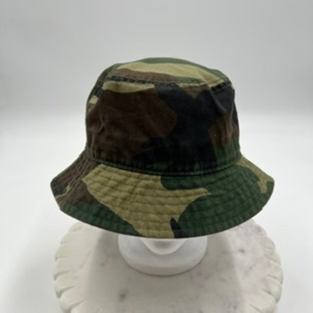 Newhattan Woodland Camo Bucket Hat Green Brown Unisex Streetwear S/M
